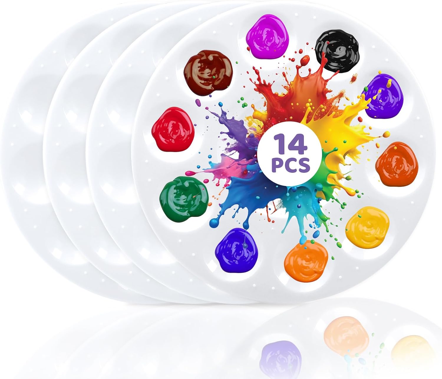 14 sztuk paleta farb akrylowych, okrągła, tworzywo sztuczne, mieszanie 15,8 cm, z 10 próbkami i 1 polem mieszania, akwarela, gwasz, rzemiosło artystyczne