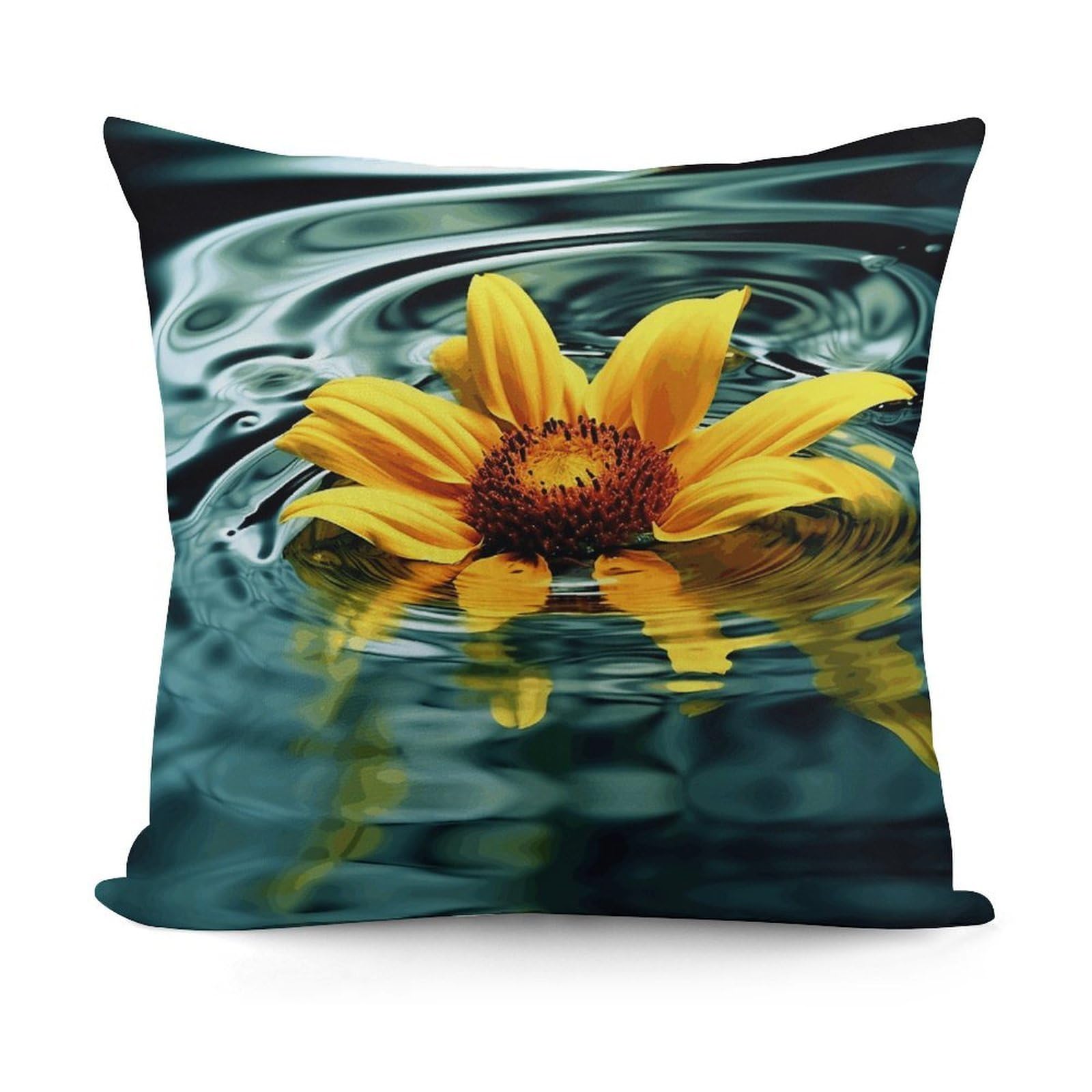 Adfgyerh Style Sunflower In Water Decorative Pillow Covers, Throw Pillow Covers Soft For All Seasons, Pillowcases For Couch Living Room Sofa Bedroom 18X18 Inch