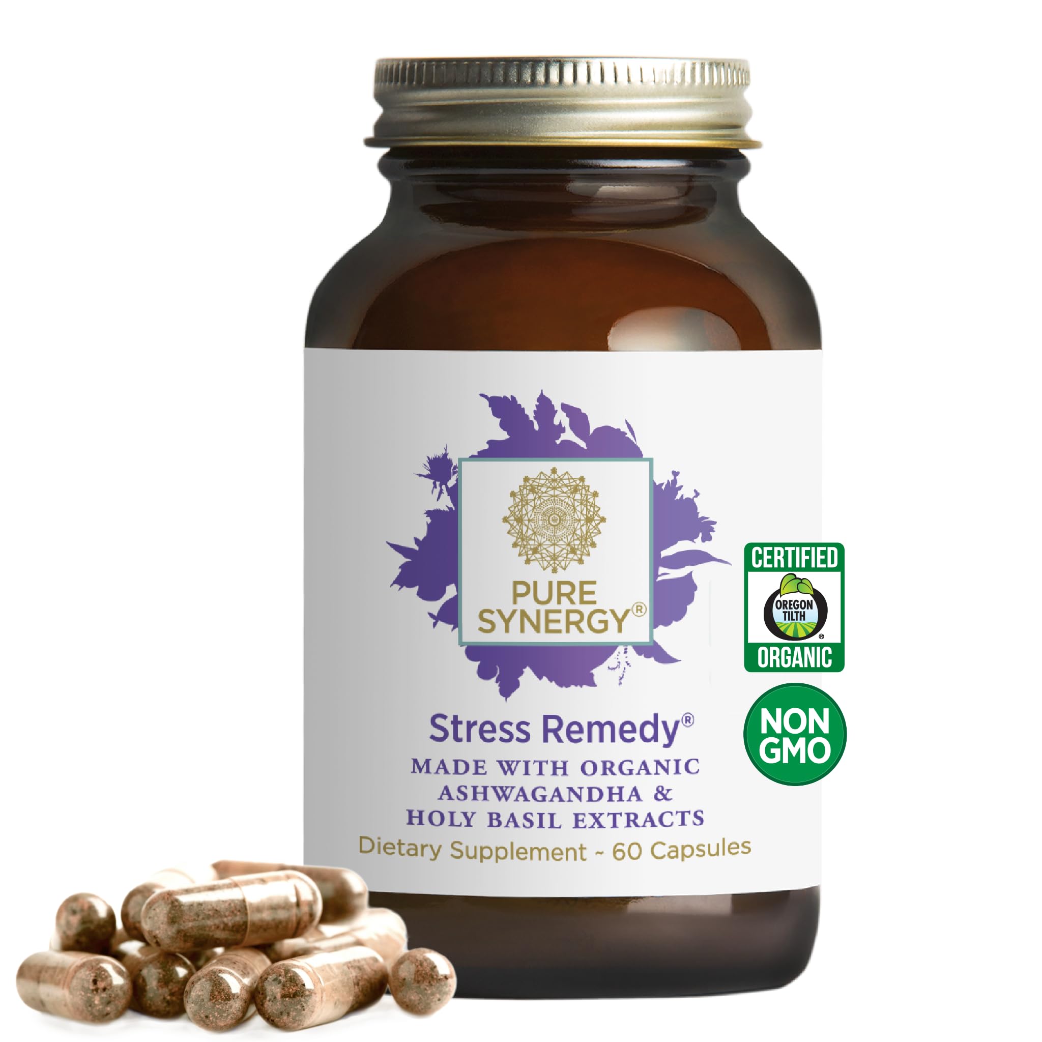 PURE SYNERGY Stress Remedy Supplement with Ashwagandha (60 Capsules)