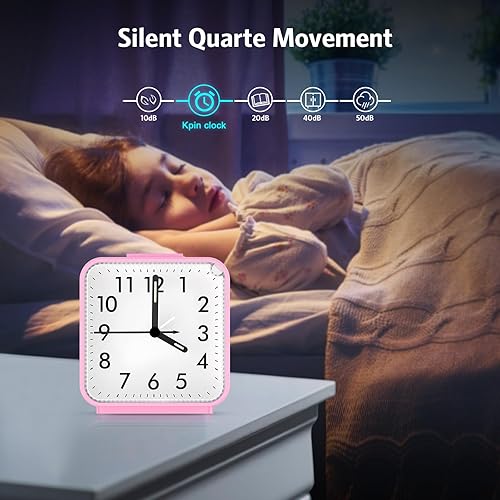 Vista 21 de AMIR Reloj analógico silencioso que no hace tictac, viaje con repetición y luz, sonidos de pitido ascendente, reloj despertador ruidoso