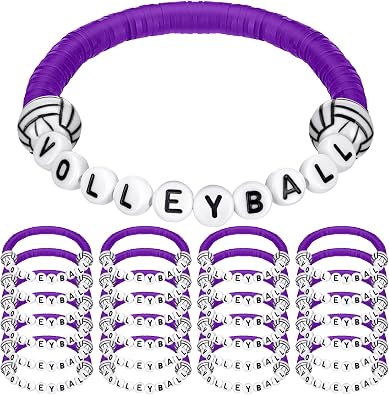 Trnay 24 Pcs Volleyball Clay Beaded Bracelets Stretchy Gifts