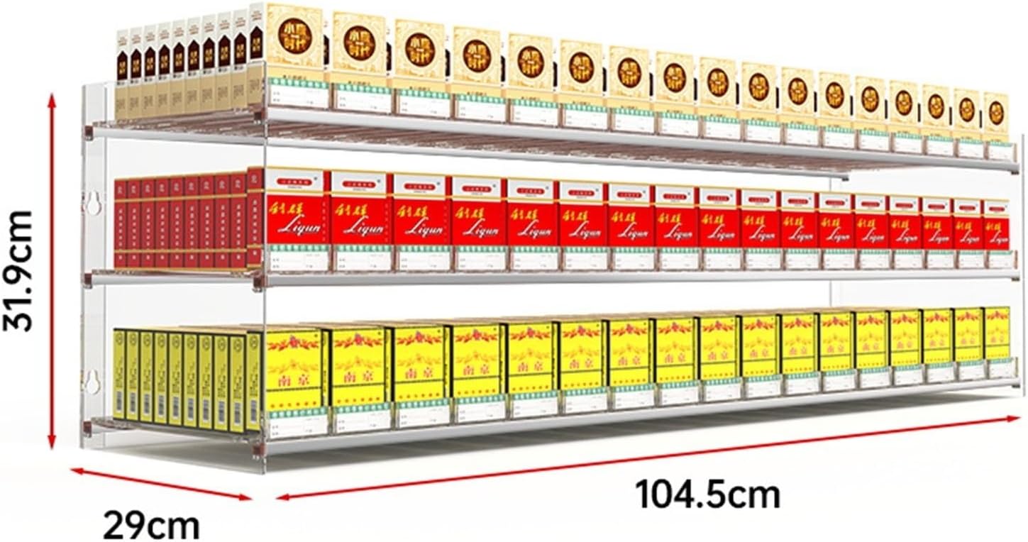 Cigarette Display Rack - Clear Automatic Pushers, Wall-Mounted/Countertop Holder for Convenience Stores & Retail Shops, Vapes Showcase, Commercial Cigarette Organizer