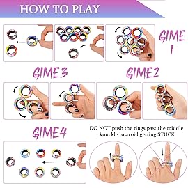 Cevioce 9Pcs Magnetic Rings Fidget Toy Set, ADHD Anxiety Magnetic Fidget Toys Adults Fidget Spinner Rings for Relief, Christmas Stocking Stuffers Gifts for 8+ Year Old Teen Boy Adults