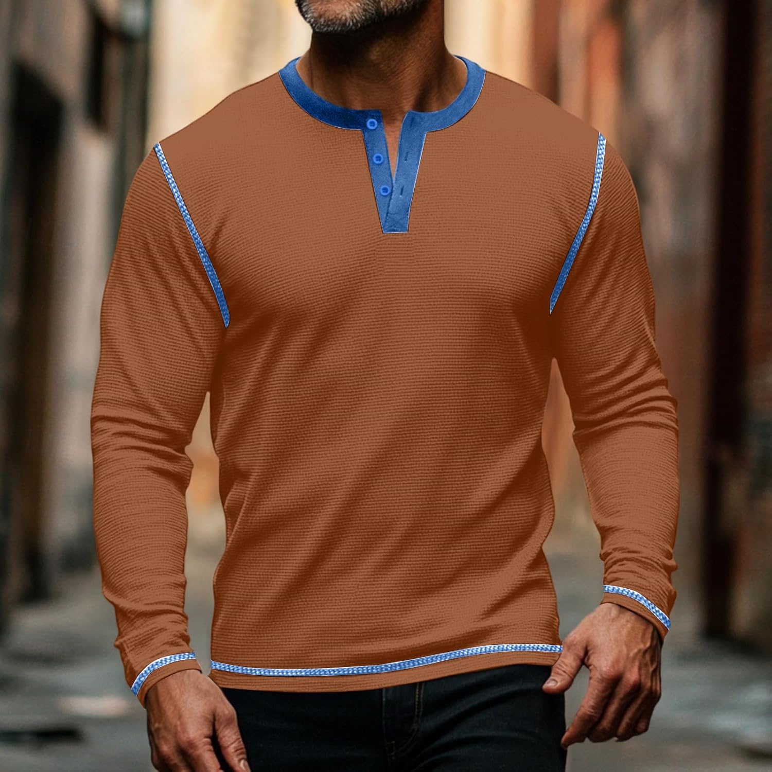 RTRDE Men's Casual Henley Shirts Long Sleeve Soft Muscle Fit Pullover Tee Top, M-3XL