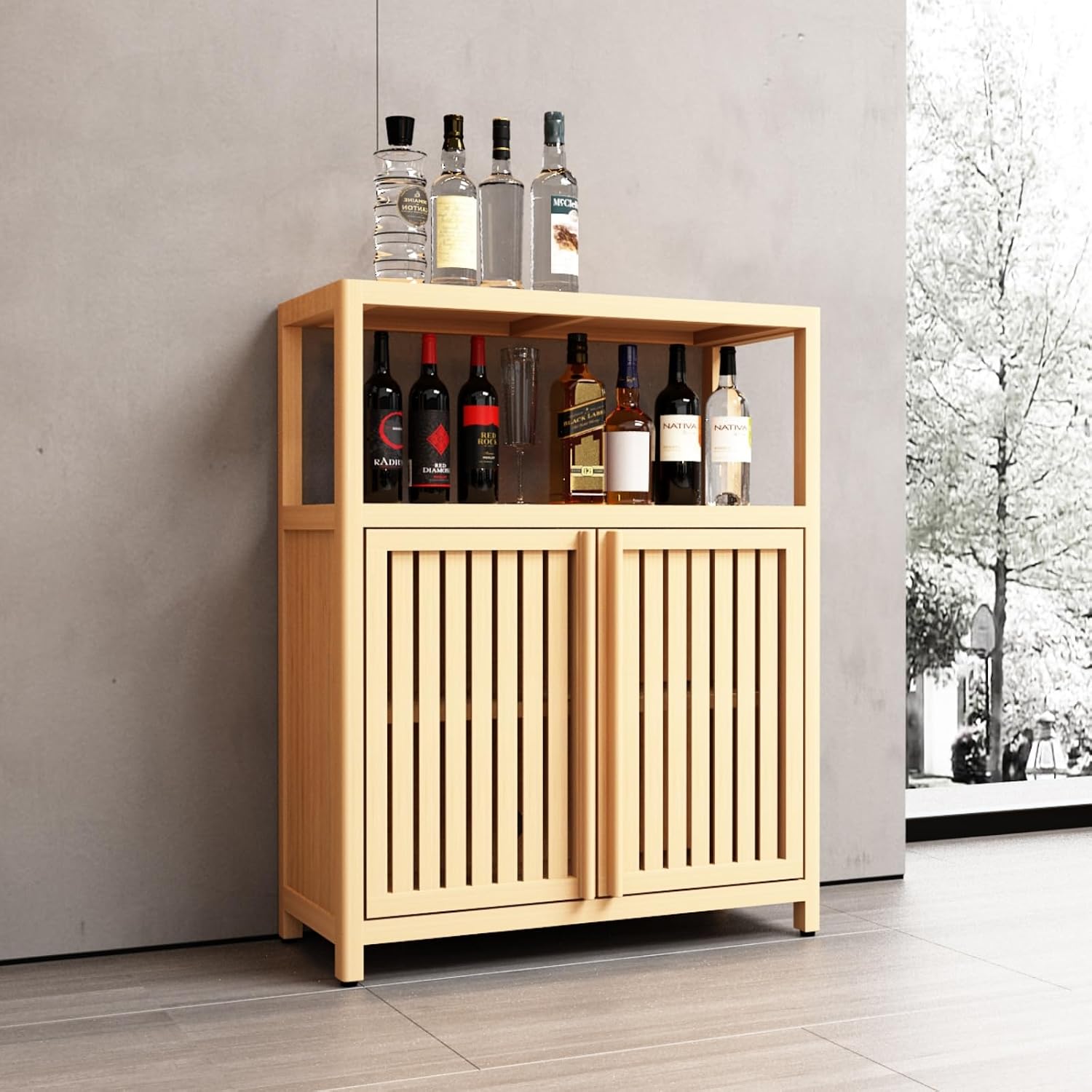 Large Capacity Bamboo Storage Cabinet Furniture for Bathroom Living Room Bathroom Bamboo Storage Cabinet with Shelves