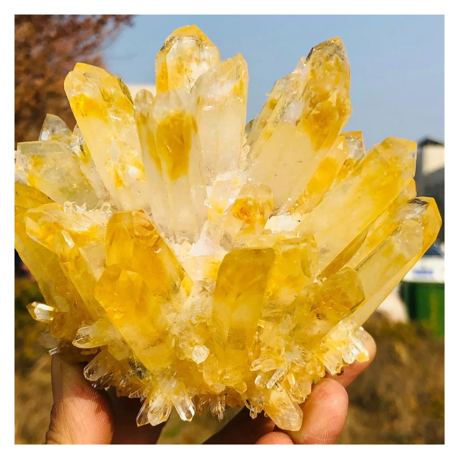 Grappe de Quartz tibétain jaune pour décoration zen de salon 650g
