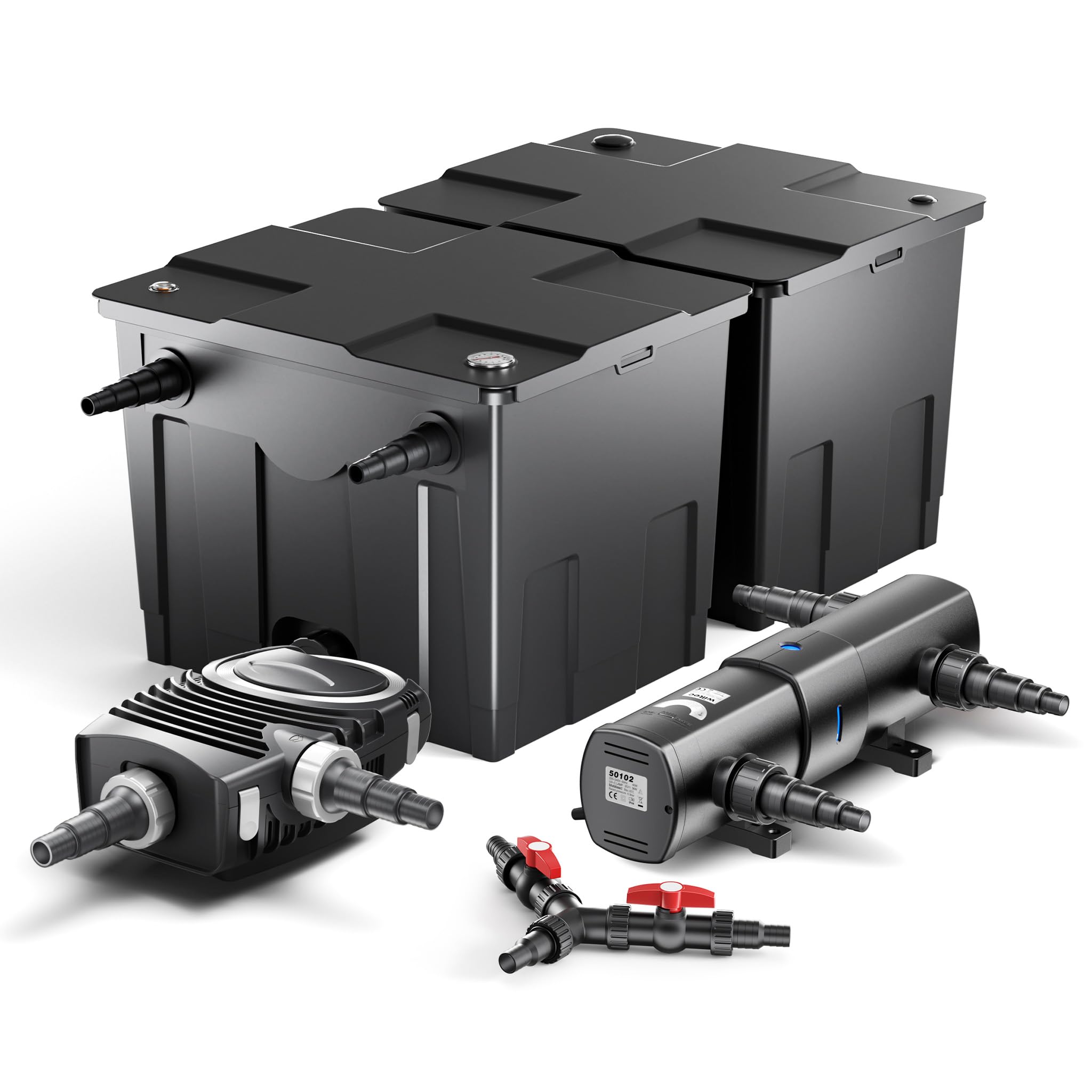 SUNSUN Filtro Set 60000l Estanque 36W Clarificador NEO10000 80W Bomba 25m Tubo