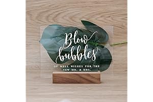 Acrylic Wedding Bubbles Sign with Wood Stand for Bubble Send Off