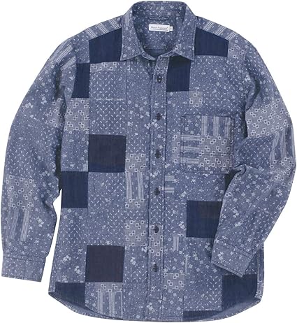 Amazon Co Jp ハッシュパピー Hush Puppies ハッシュパピー デニムptパッチワークシャツ メンズ ネイビー Ll ファッション