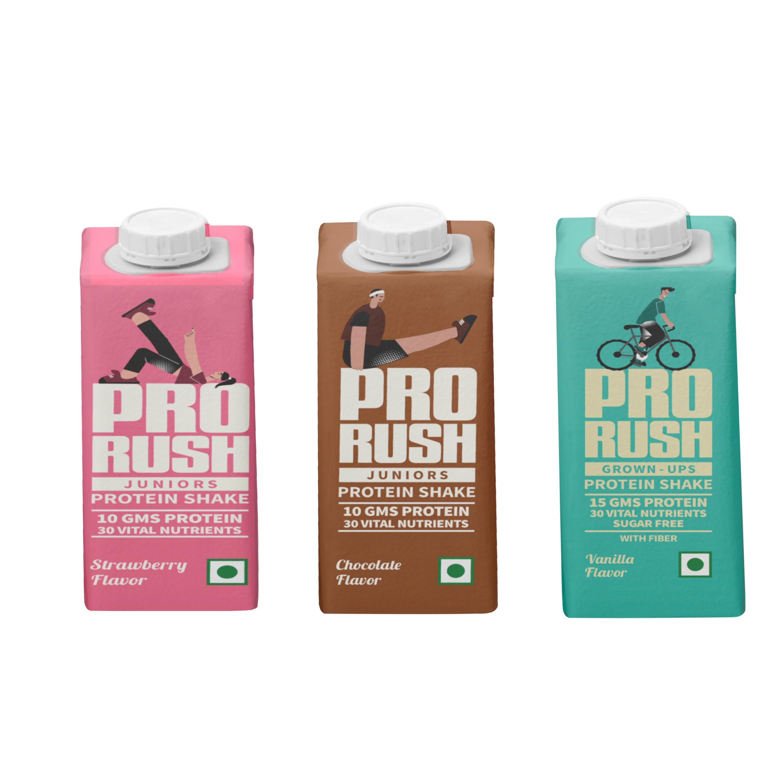 Prorush Protein Shake (35g Protein) - Grown Ups + 2 x Juniors - 200ml Each - Vanilla + Strawberry + Chocolate - With 30 Vital Nutrients + Minerals + Vitamins + Dietary Fibre (Pack of 2)-image-22