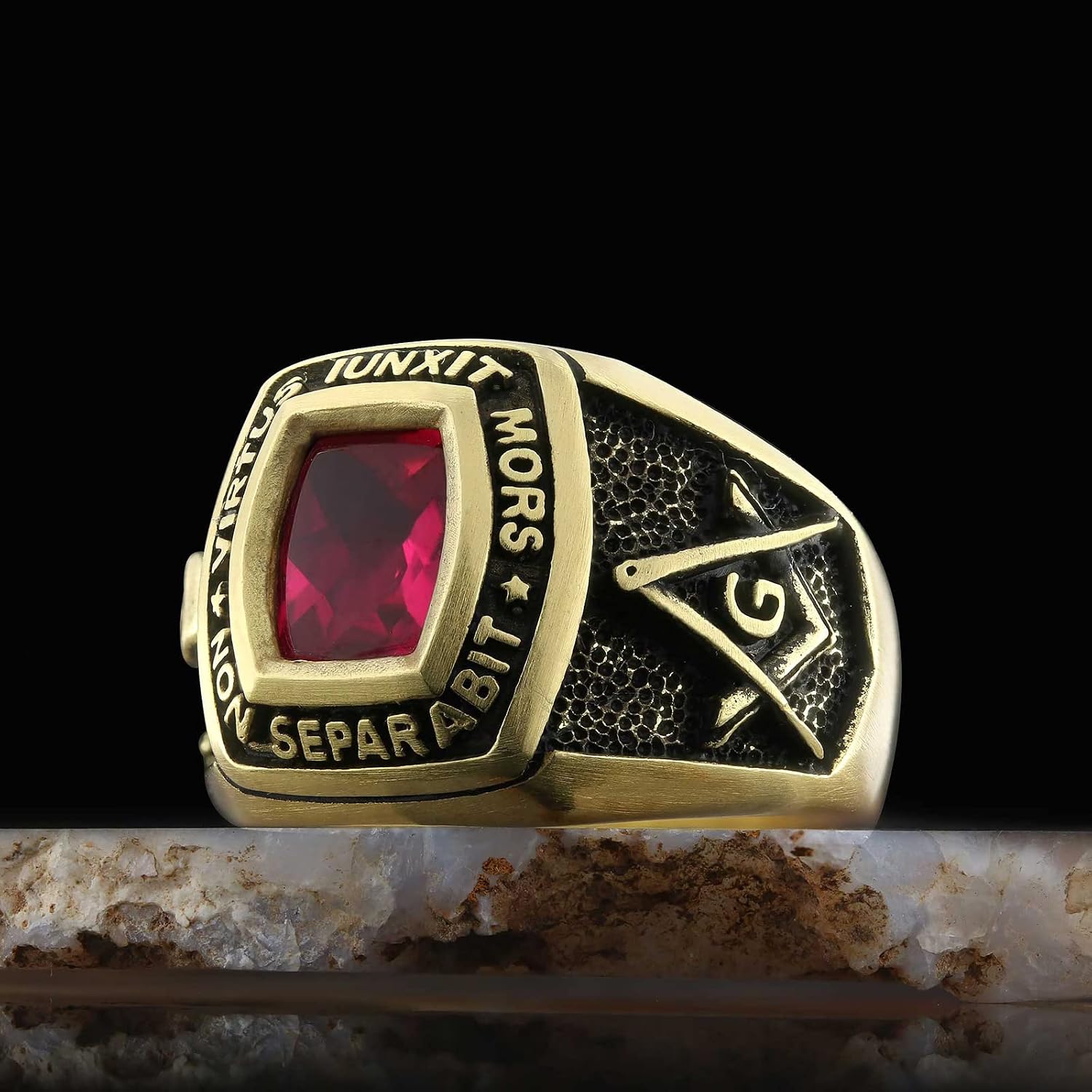 Mortality Masonic Ring, Freemason Ring, Silver Scottish Rite Ring, Freemasonry Ring for Men, Craft Lodge Ring, Gold Coated Signet Ring