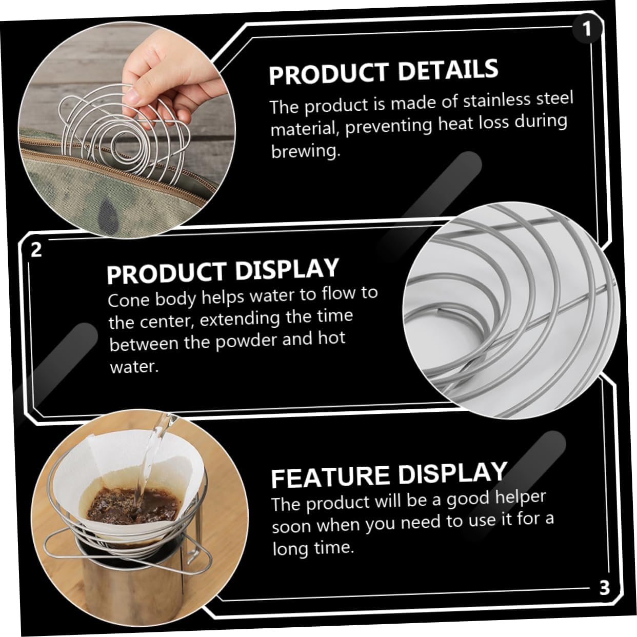 Outdoor Coffee Filter Funnel Stainless Steel Folding Dripper Filter Stand for Coffee Filters
