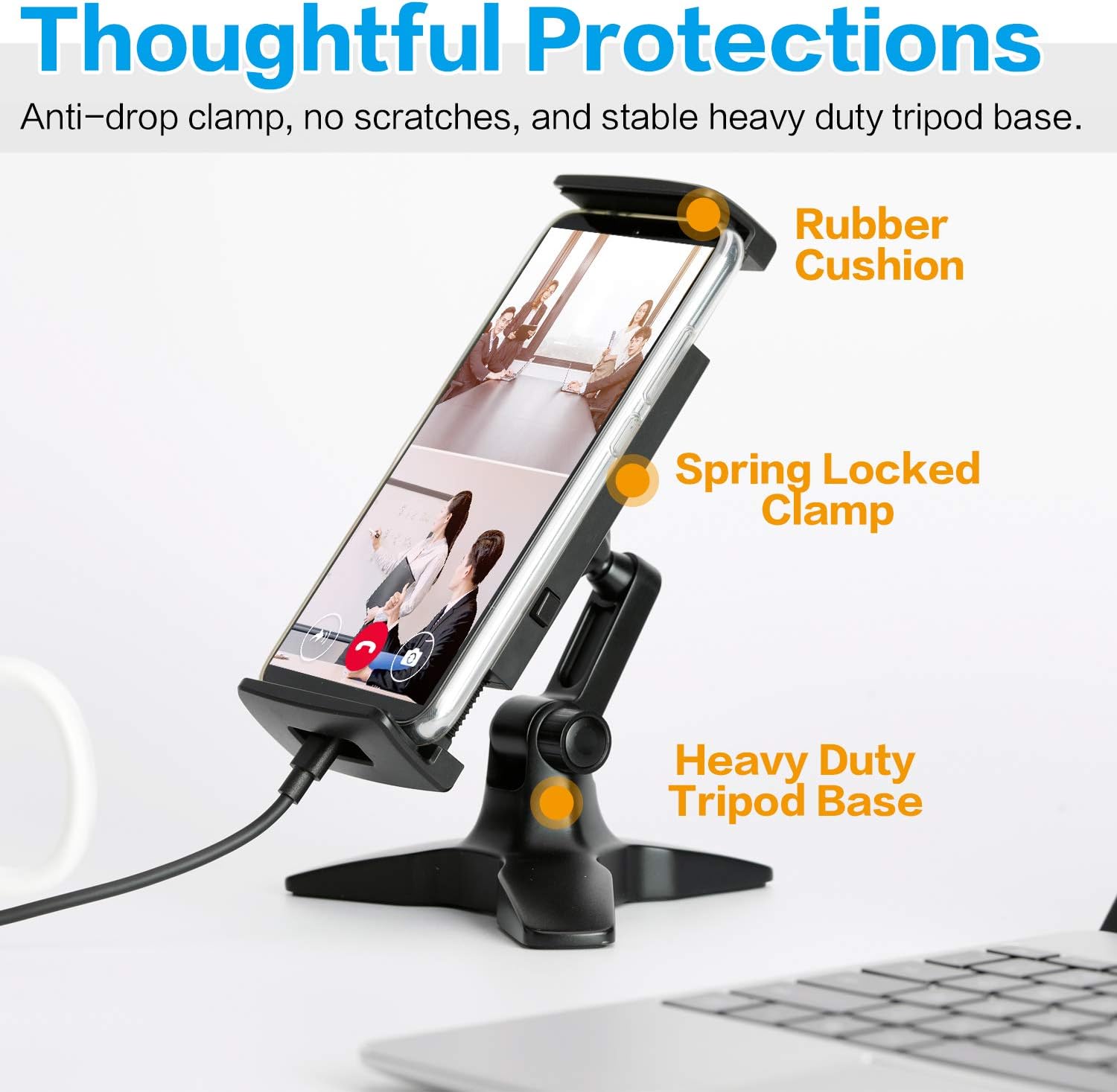 APPS2Car Adjustable Tablet Stand Holder for Desk with Heavy Duty Tripod Base