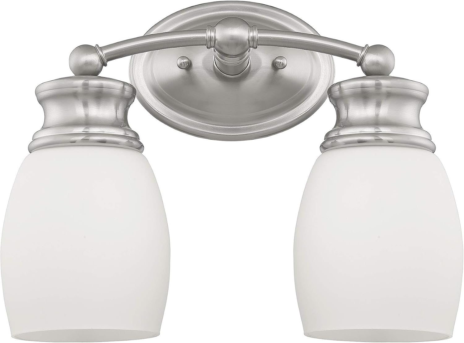 Savoy House 8-9127-2-SN Elise Farmhouse Frosted Opal Glass Bathroom Vanity Light, 2-Light 120 Total Watts, 10" H x 12" W, Satin Nickel