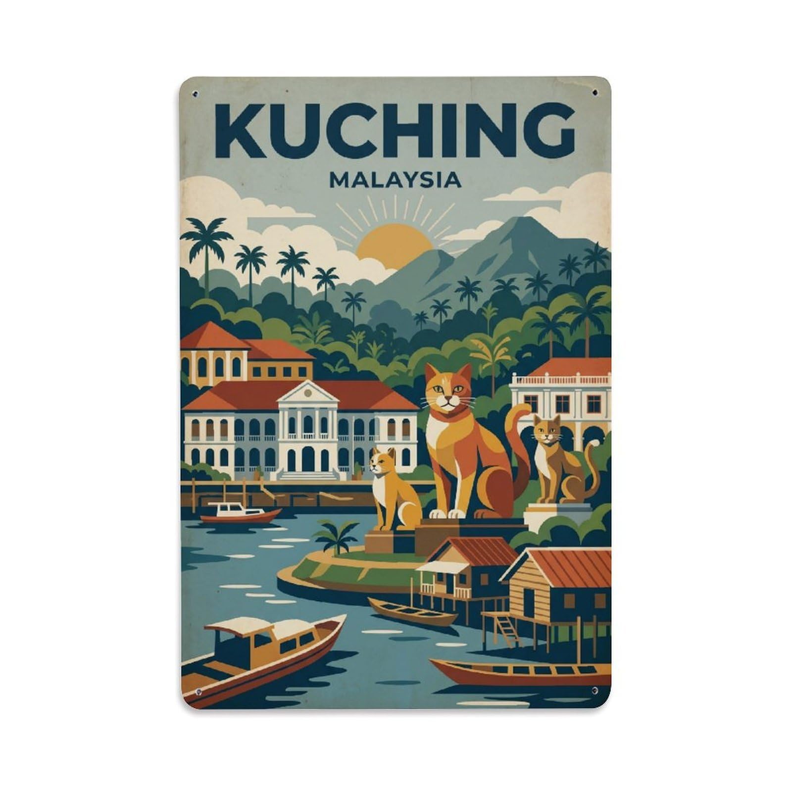 Fqcyn Style Metal Tin Sign Travel Malaysia Kuching Retro