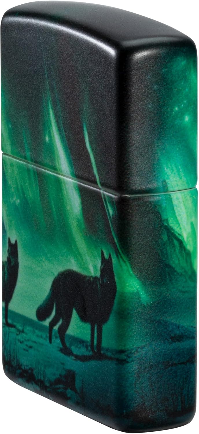 Zippo Lighter: Wolves with Northern Lights, Glow-in-The-Dark - 540 Color 81643
