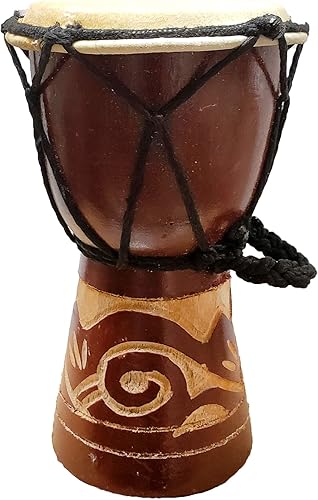 Miniatura 5 de Djembe Drum Carved Bongo música de inspiración africana también una idea única para regalar. Carver Abstract Elephant Giraffe Turtle.
