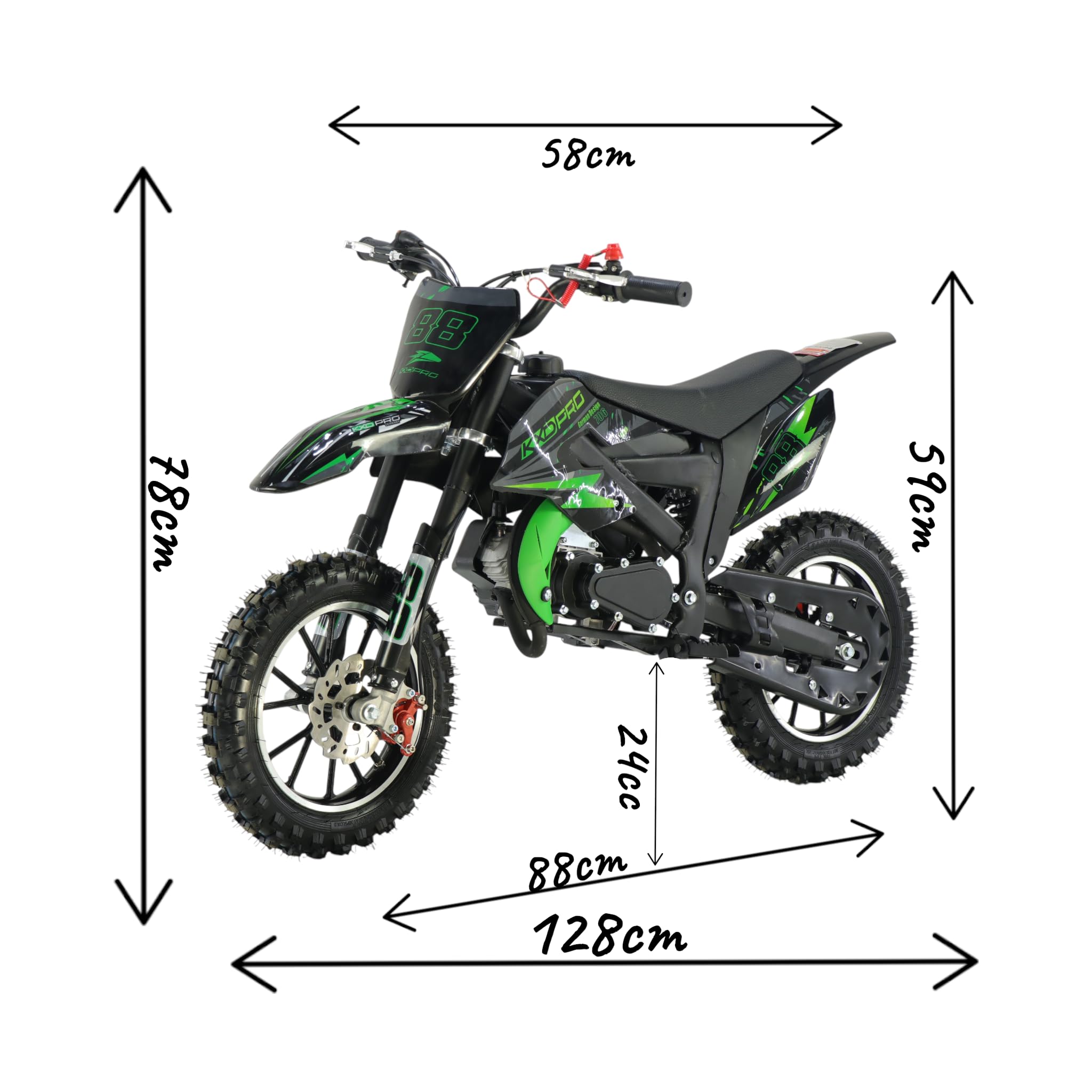 KXD 706/708 Blitzer 49cc Bambino 2 Tempi 45km/h Dirt Bike CrossBike Pitbike Pocket Kids Cross Motor Bike Moto Veicolo bambini (verde, KXD 706A 49ccm 2T)