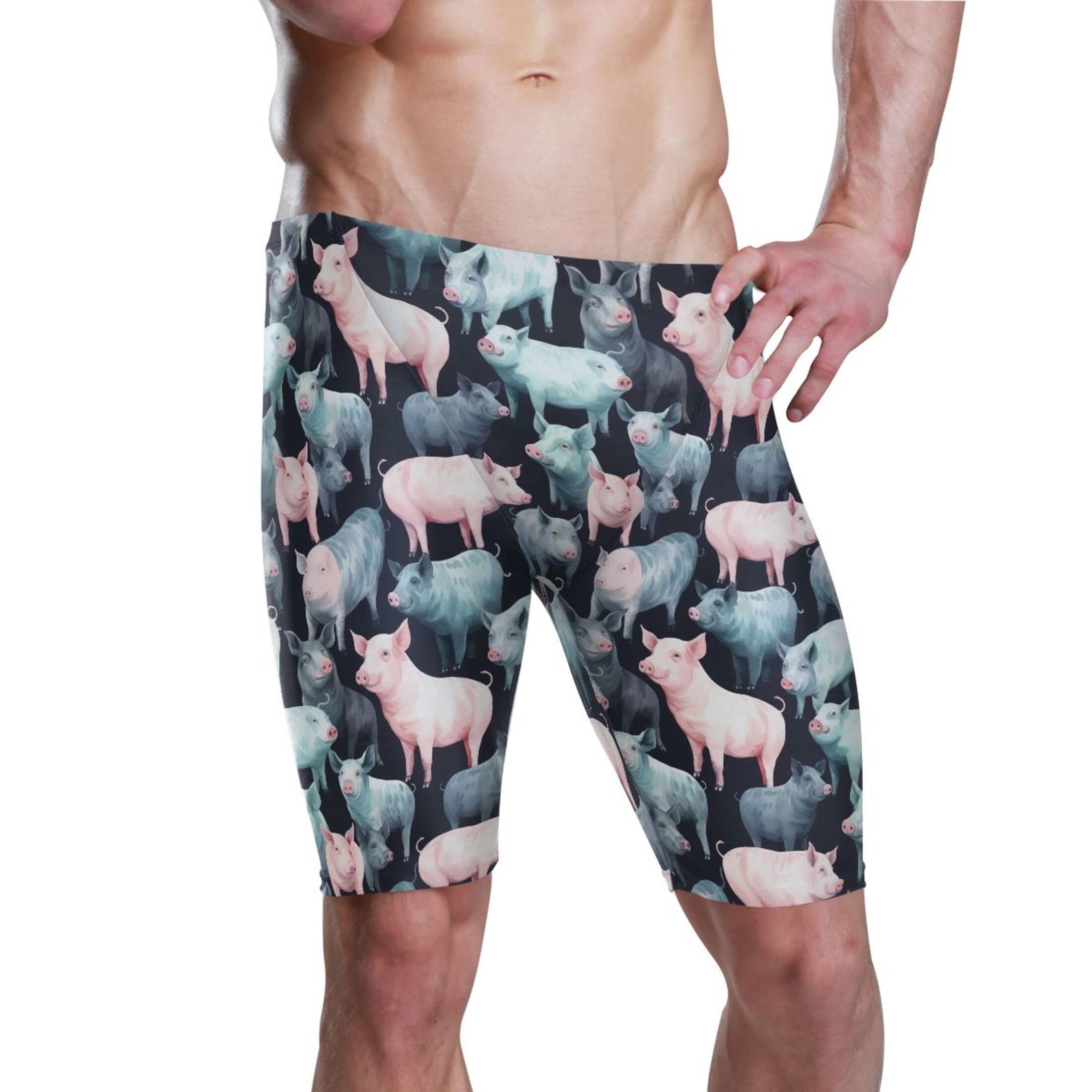 UMIRIKO Pig Animal Cute Swim Jammers for Men Athletic Durable S B0402821
