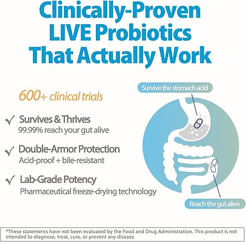 Miniatura 5 de Life-Space Suplemento probiótico de amplio espectro de doble fuerza para adultos, 64 mil millones de CFU y 15 cepas, 8 mil millones de CFU