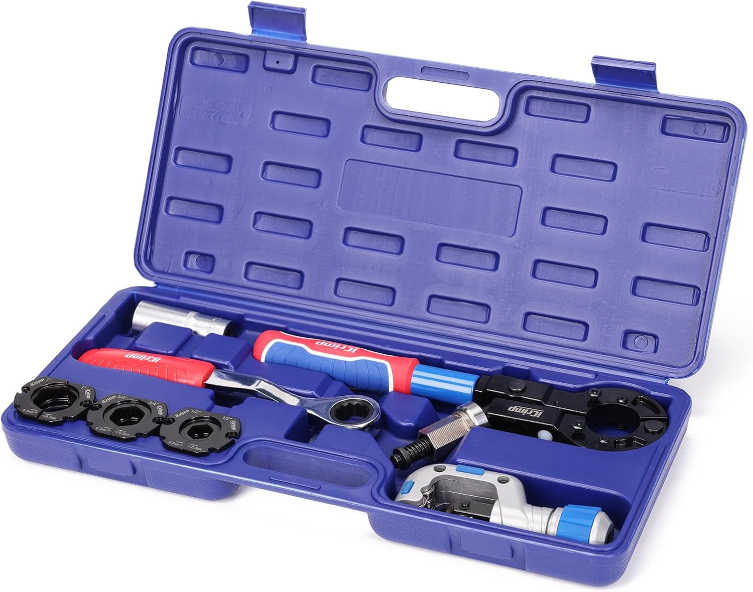 iCrimp IWS-1632CF Copper Pipe Press Tool Kit for 1/2-in, 3/4-in and 1-in Viega Propress Fittings, Driven by Socket Wrench or Impact Wrench