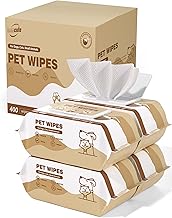 400 Coconut Oil Dog Wipes for Paws and Butt Large Thick Puppy Wipes for Dogs Face and Body Dog Wipes Cleaning Deodorizing Cat Wipes Cleaning Fur and Butt Big Doggie Wipes Doggy Wipes Bum Dog Ear Wipes