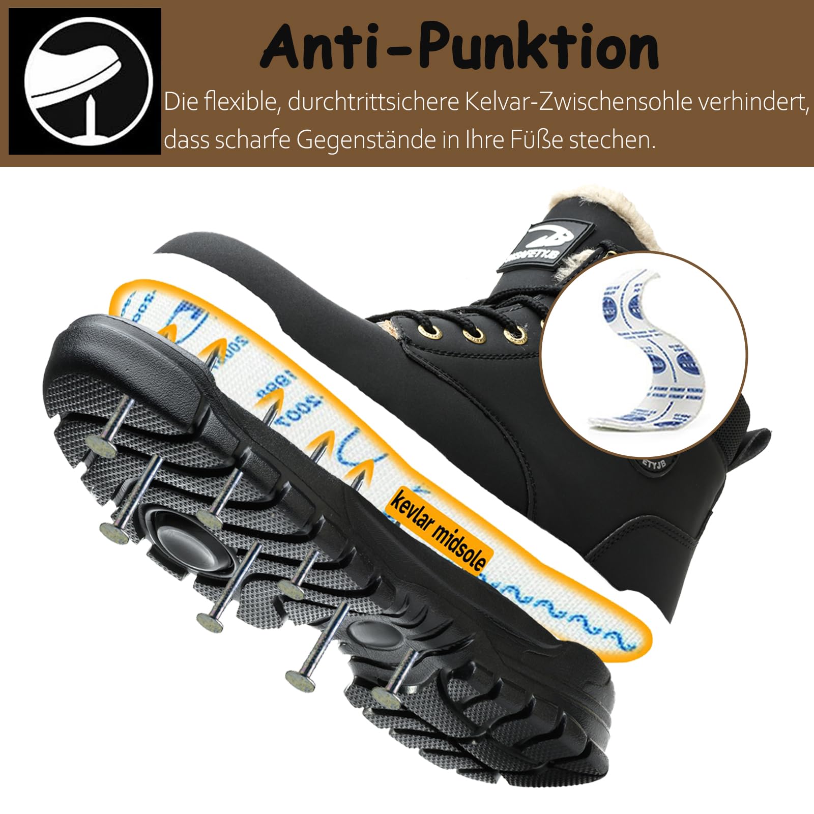 Zimowe buty ochronne męskie wodoodporne stalowe noski buty sportowe damskie buty robocze ciepłe futrzane buty ochronne z podszewką