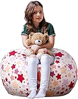 Vista 29 de WEKAPO - Puf con cremallera para guardar juguetes de peluche, hecho de lona de algodón de alta calidad, extragrande de 38 pulgadas, ideal