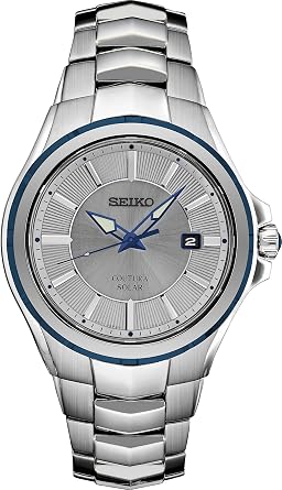 SEIKO Watch for Men - Coutura Collection - Solar Powered, Stainless Steel Case & Bracelet, Gray & Black Dials, Date Display, Water Resistant