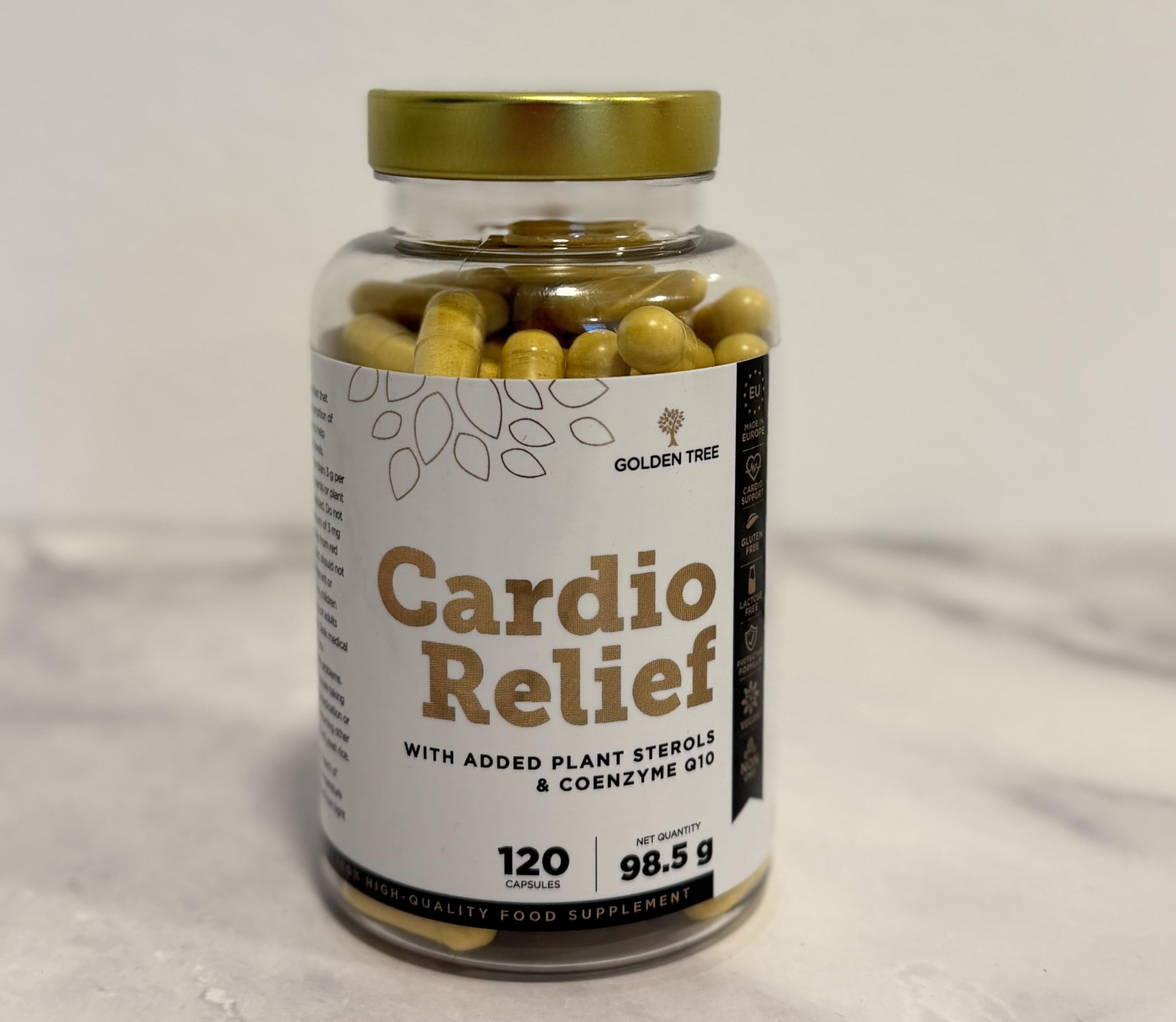 Golden Tree Cardio Relief – Cholesterin-Komplex, 60 Kapseln | Rotschimmelreis, Bergamotte, Berberin, Chrompicolinat, Angereichert mit Pflanzensterolen