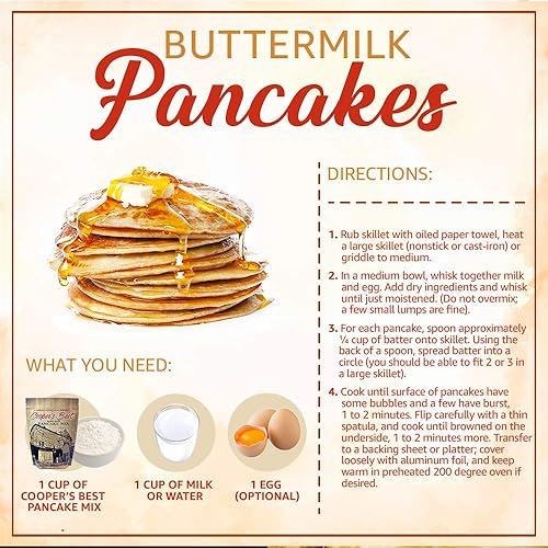 Miniatura 6 de Cooper's Best mezcla para panqueques y waffles de suero de leche (bolsa de 2.5 libras) - Basado en la receta original de 1876 - Un viejo favorito