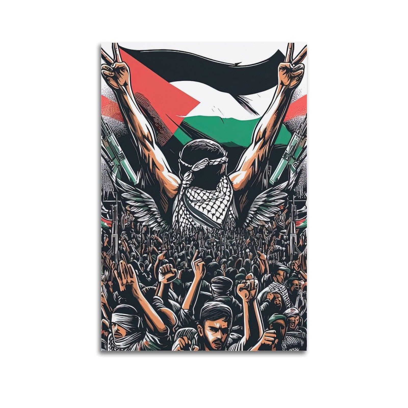 XKUGA Gaza Anti War Poster Palestine Strength Resistance Modern Decorative Canvas Prints - Ideal Wall Art for Family, Man Cave, Game Room, Boys & Girls Bedroom 20x30inch(50x75cm)