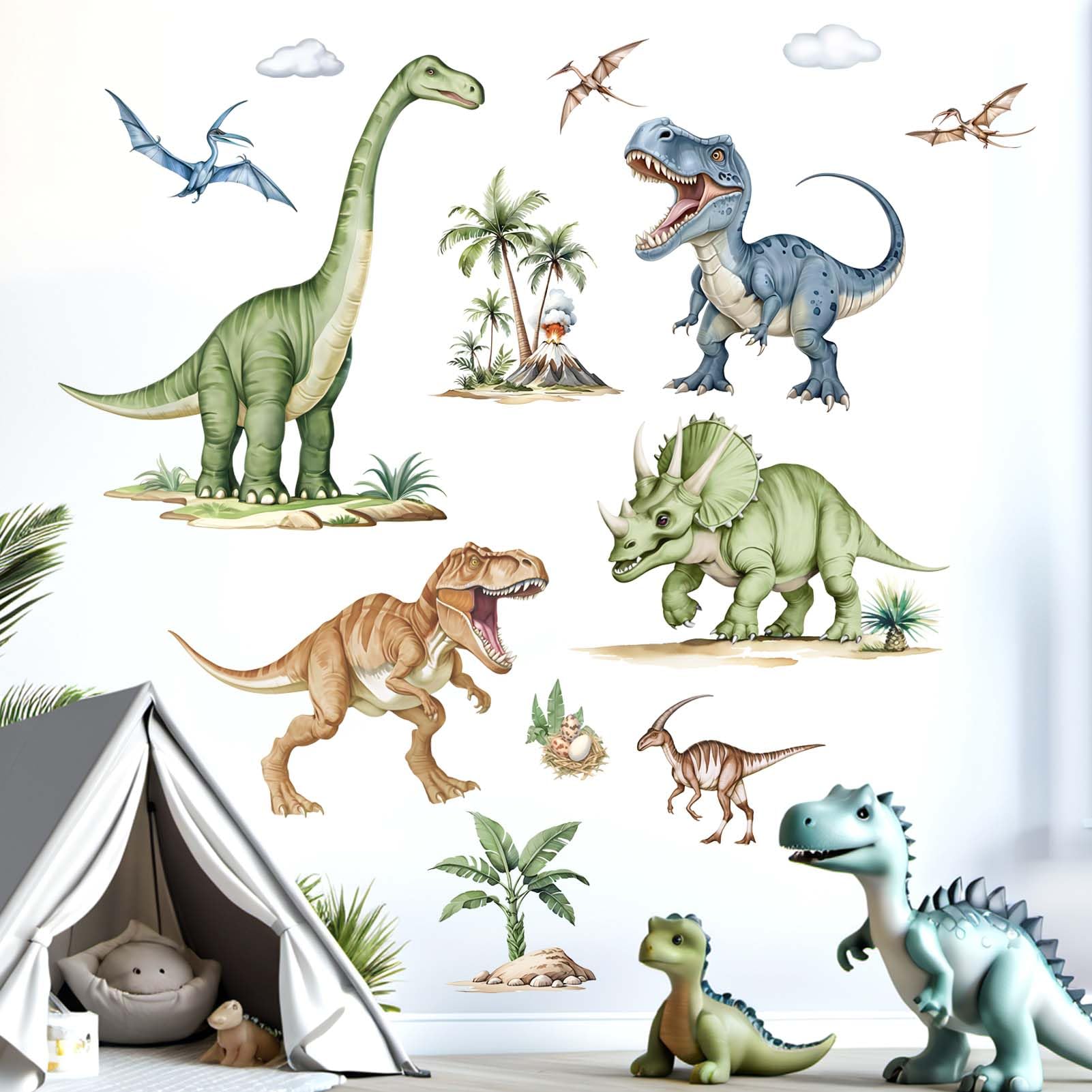 Dinosaur Wall Stickers for Kids Boys: Peel and Stick Dino Wall Decals - Wall Decor Art Kids Supplies Ages 1-12 Year - Image 2