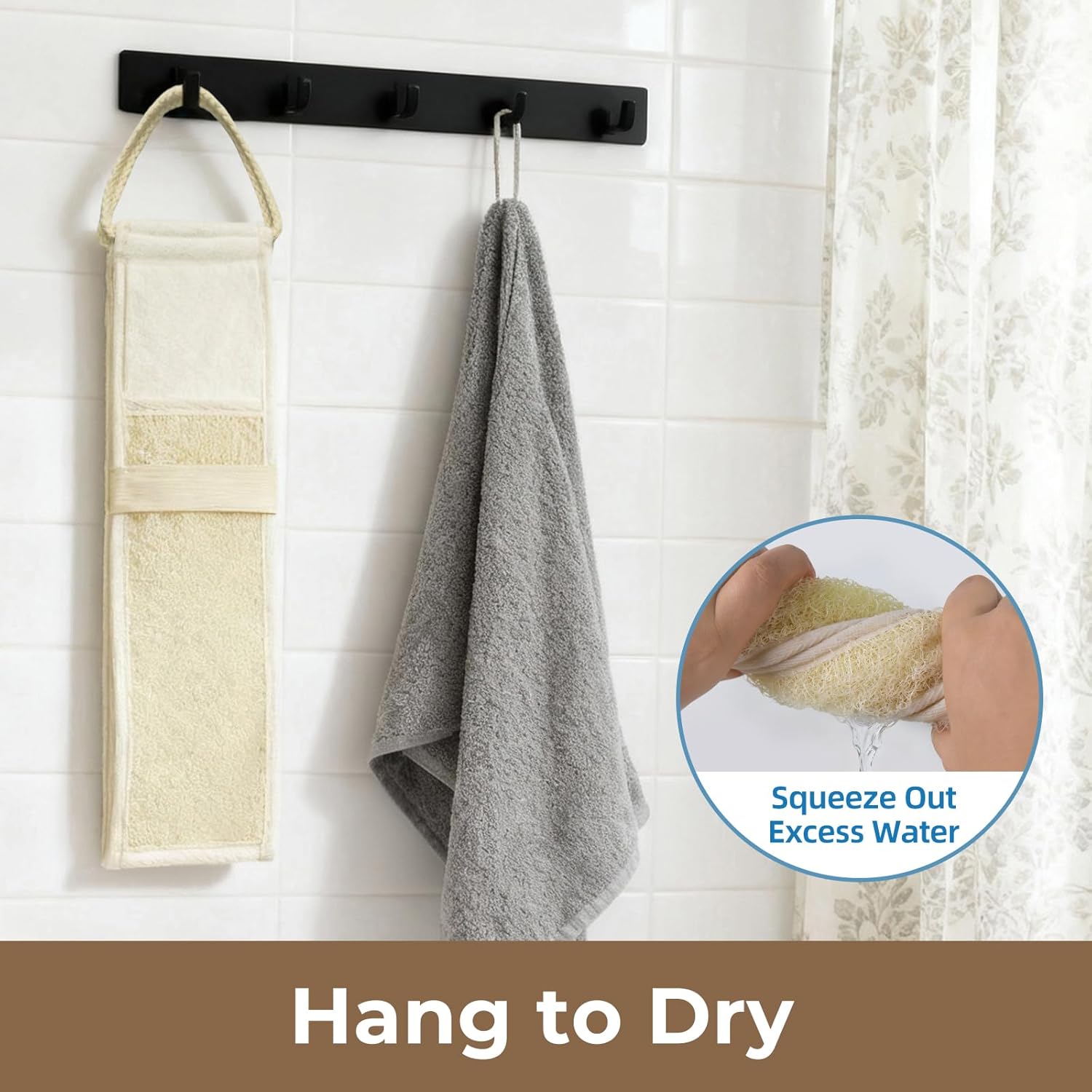 Natural Loofah Back Scrubber, Double-Sided Exfoliating Body Scrubber with Handy Strap for Deep Cleaning, Durable Bath Shower Luffa Sponges for Men and Women (Beige) - Image 7