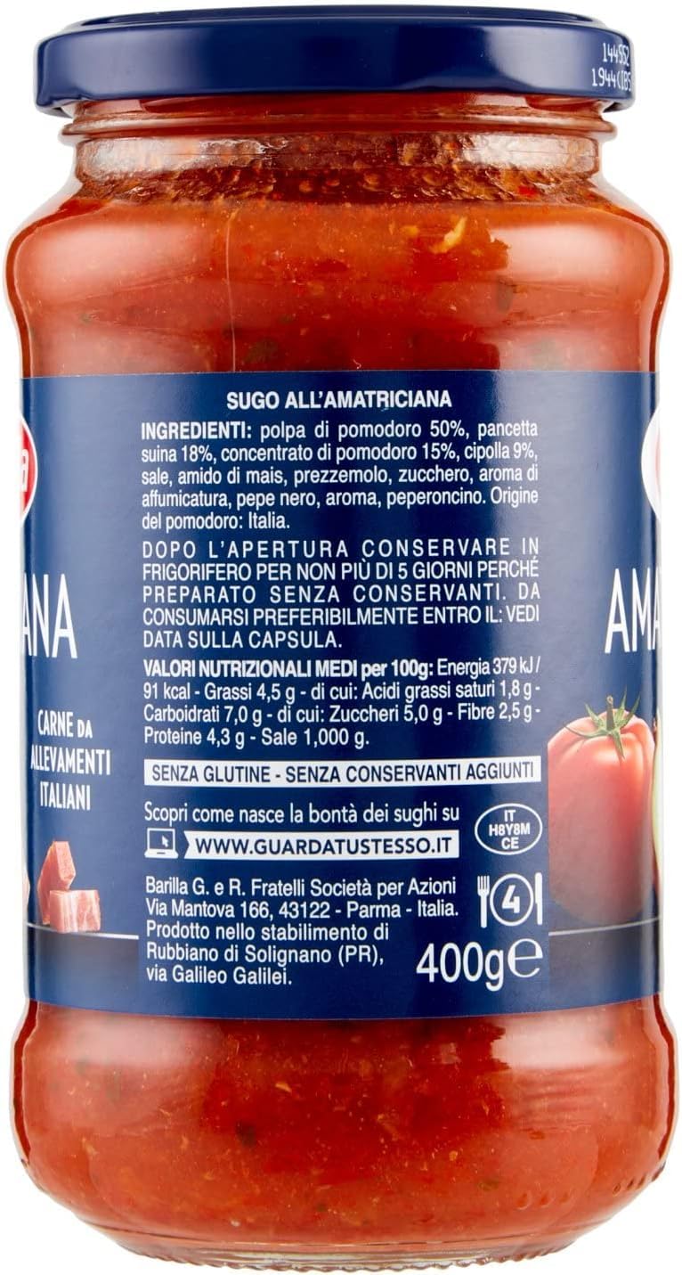 Italian Gourmet Amatriciana salsa per pasta Tomatensauce Speck 12 x 400g