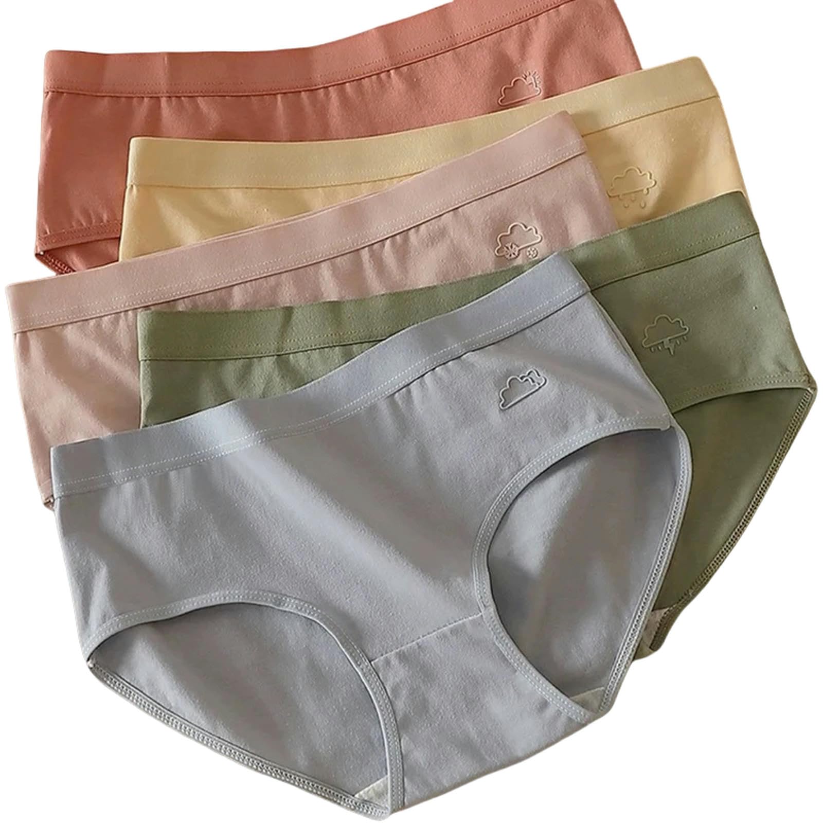 Mutande Donna Cotone 5 Pezzi Set Women Women Cotone Mutandine Sexy Brevi Bassi E Biancheria Bianche da Femmina Schema di Goccia Carina Intimata Lingerie-5 Colori Solidi-l