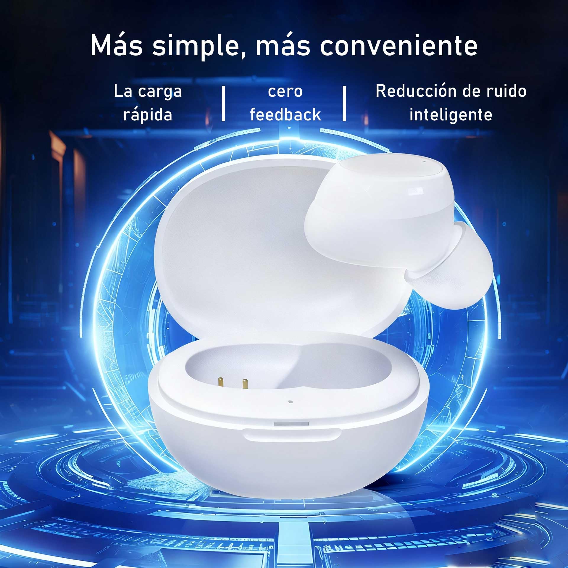 Auriculares con Mejora de Calidad de Audio: Aumentan la claridad de la Voz Humana, reducen el Ruido Ambiental y la Estuche Carga los Auriculares(Negro)