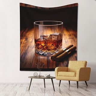 WEIHAKO Tapestry Wide Wall Hanging Tapestry Lightweight Wall Blanket Brown Liquor in Cup Tapestry Vintage Mural Wall Art Home Decor Aesthetic Tapestries for Bedroom Dorm Living Room 60x51 Inch