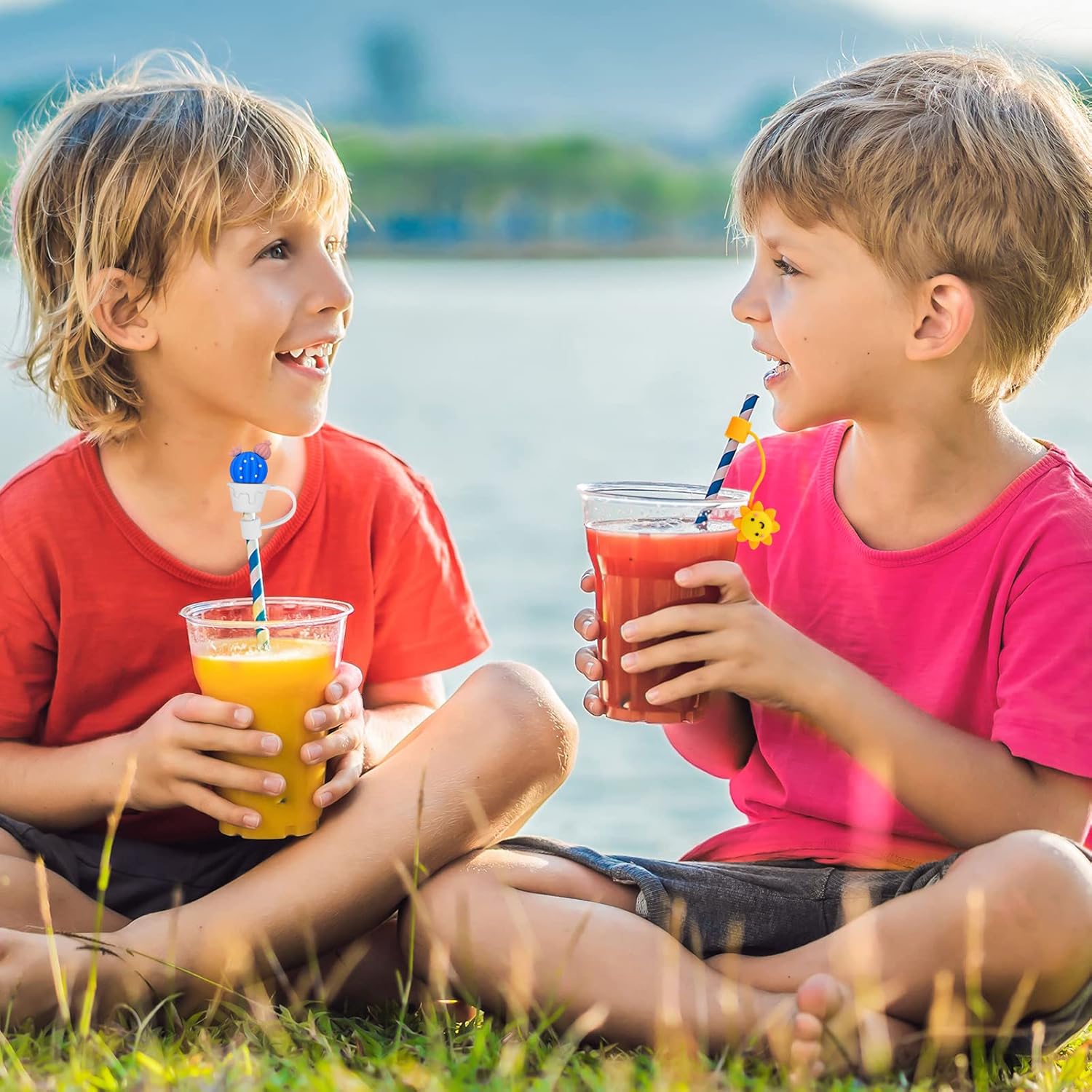 Nuenen 24 Pcs Straw Covers Caps Silicone Reusable Topper Tips Cute Cartoon Lids Splash Proof Plug for 6-8 mm Straws Tumblers Summer Beach Party Favors Home Kitchen Accessories - Image 6