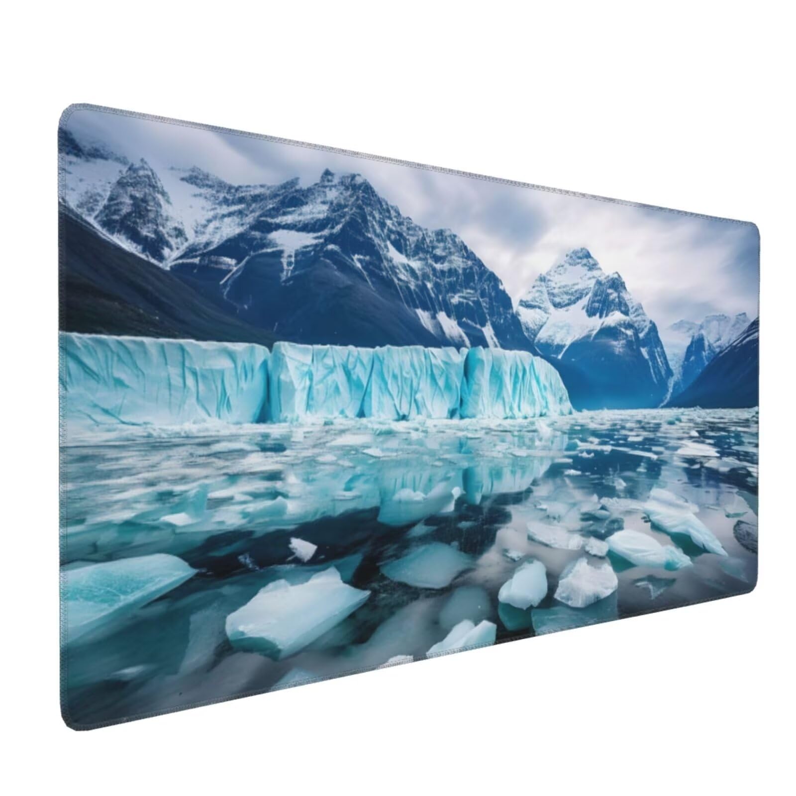 Podkładka pod mysz do gier, biała mata na biurko, lodowiec podkładka pod mysz XXL, 1500 x 800 x 3 mm, duża podkładka pod mysz, wodoodporna powierzchnia, antypoślizgowa gumowa podstawa, ulepszona