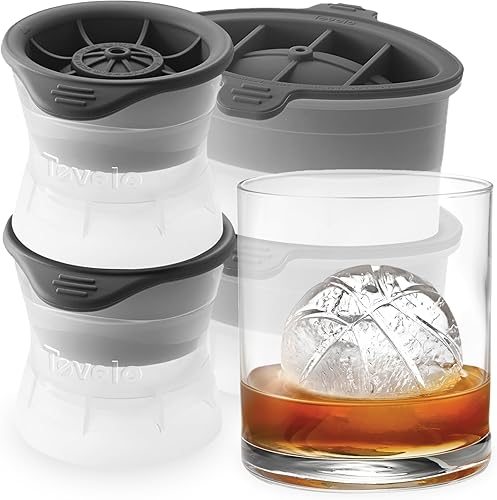 Tovolo Juego de 4 moldes de hielo deportivos  Moldes grandes para cubitos de hielo artesanales para cócteles de whisky, bolas de fútbol, béisbol,