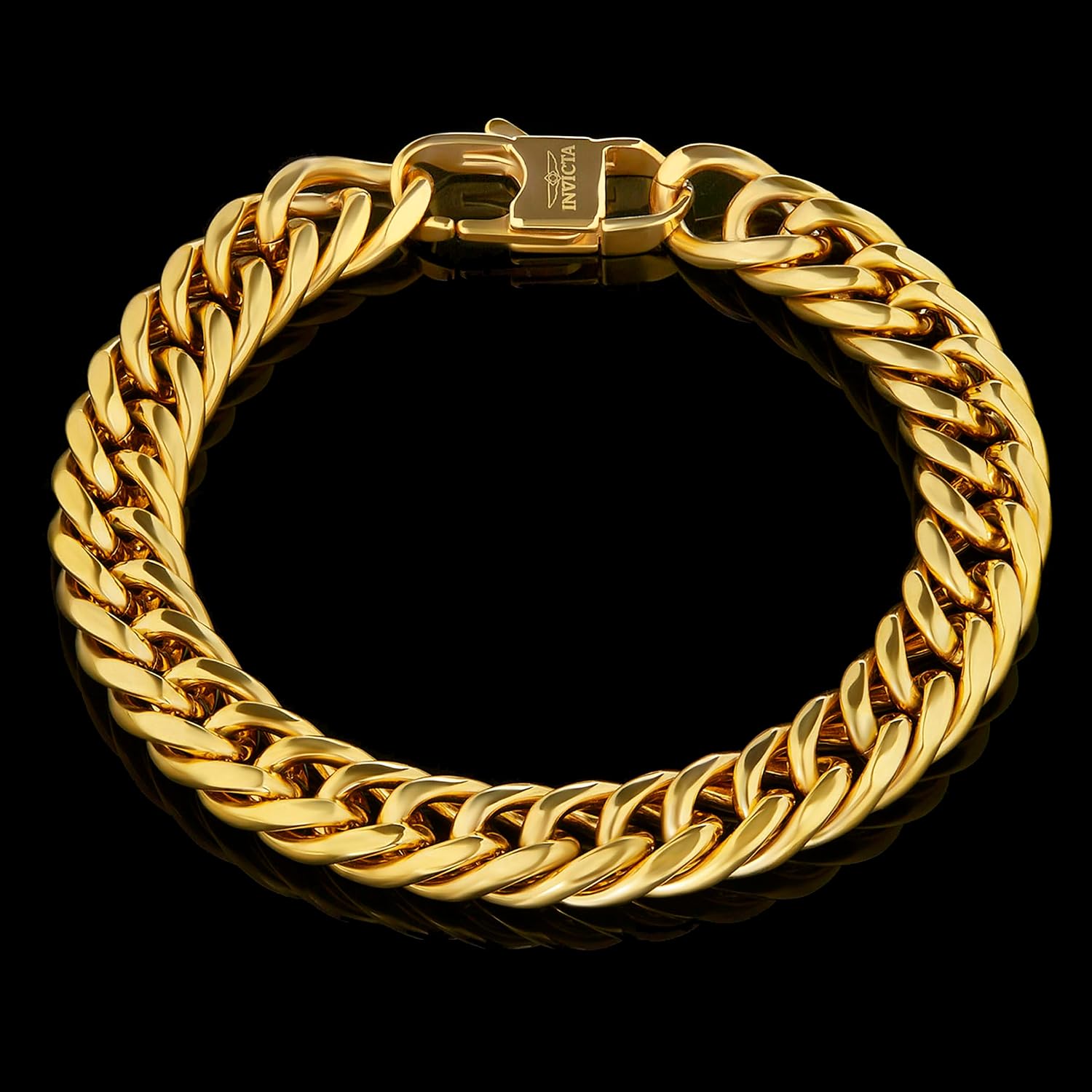 Invicta Bracelet for Men, Stainless Steel Curb Link Chain Jewelry, 8.5mm-11.5mm, 8.5"-9"