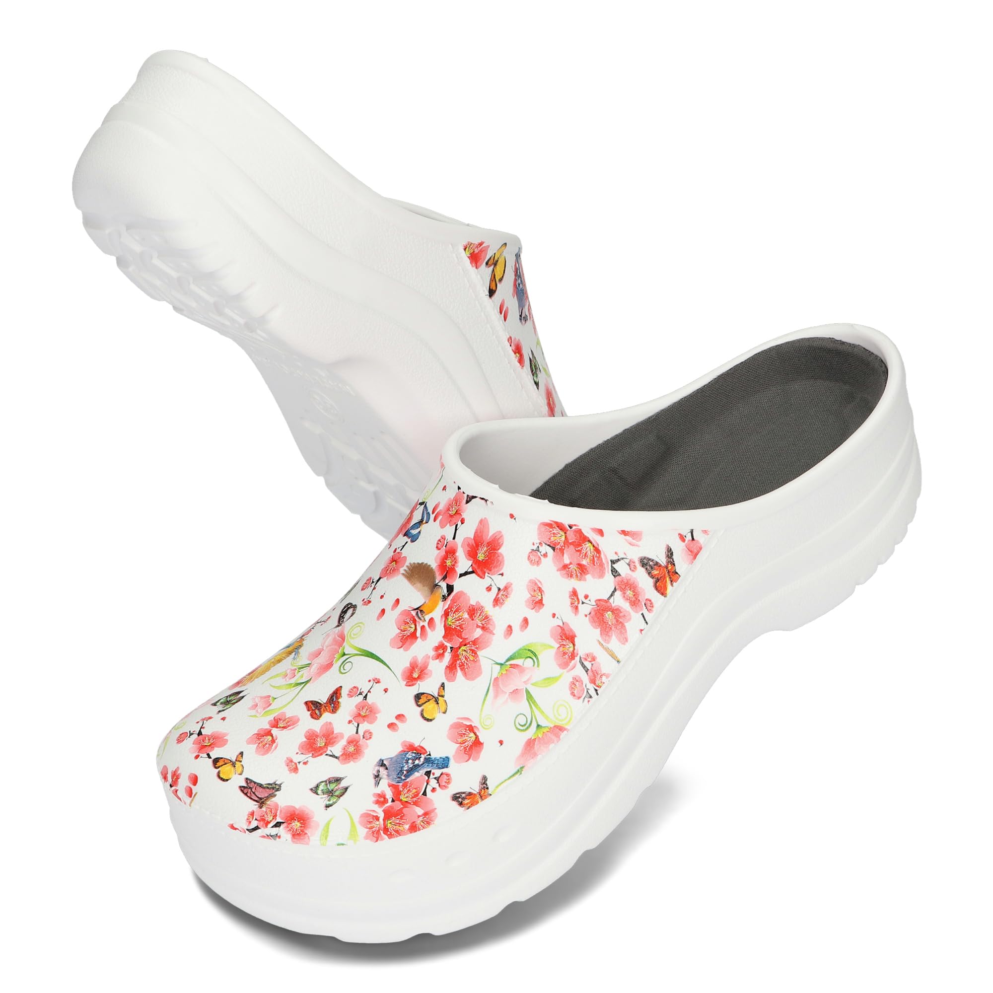 BeComfy Damskie i Męskie Chodaki Piankowe Bardzo Lekkie Klapki Unisex Zakryte Moro lub Kwiatki 36-46 EU