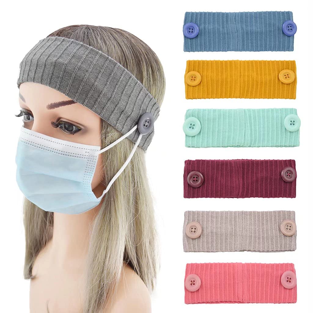 7 sztuk Opaski Knitting Jednolity Kolor, Opaski na Głowę Turban, Opaski Elastyczne Guzik Bandana Vintage do codziennego uprawiania jogi
