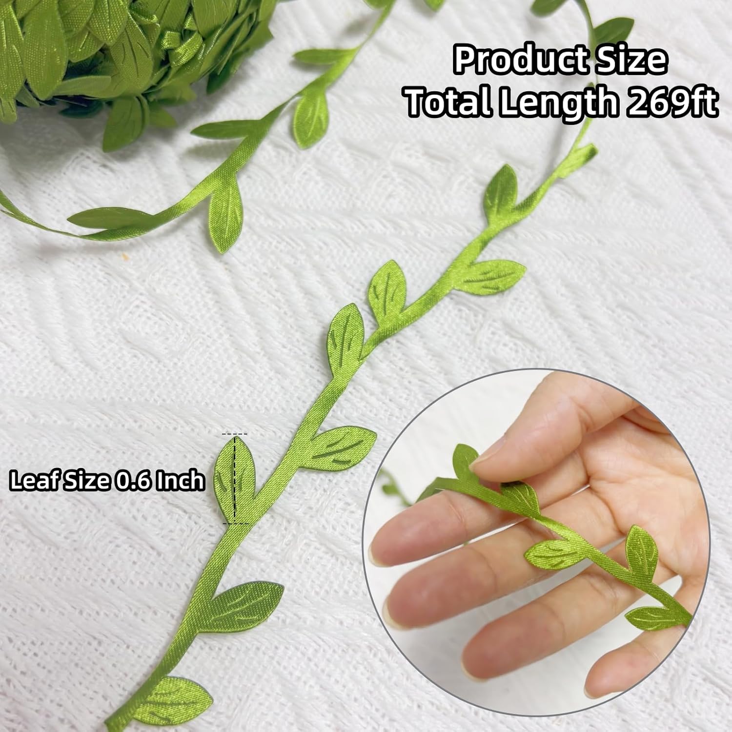 269ft Leaf Ribbon, Artificial Vines Leaf String Trim Ribbon - for Baby Shower, Jungle Wild Botanical Greenery, Spring Wedding & Home Party Decorations, Balloon Garland, Wreaths & DIY Craft - Image 2