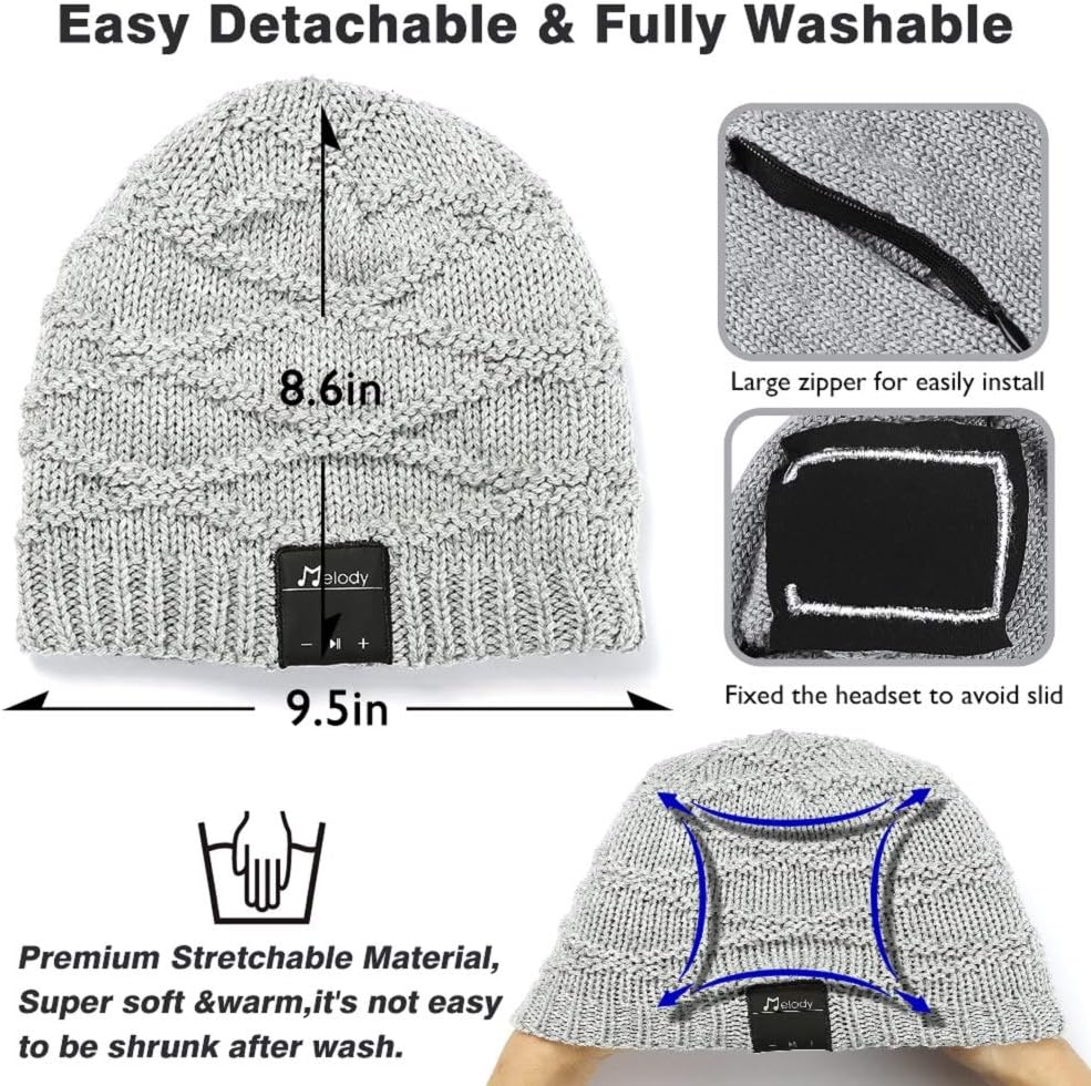Blасk Frіdау Sаlе 2022 LNKK Bluetooth Beanie Hat, Stylish Knitted Music Beanie Hat Cap with HD Stereo Headphones Earphones Headset Speaker Mic Hands-Free Talking for Men Women Winter Outdoor Fitness
