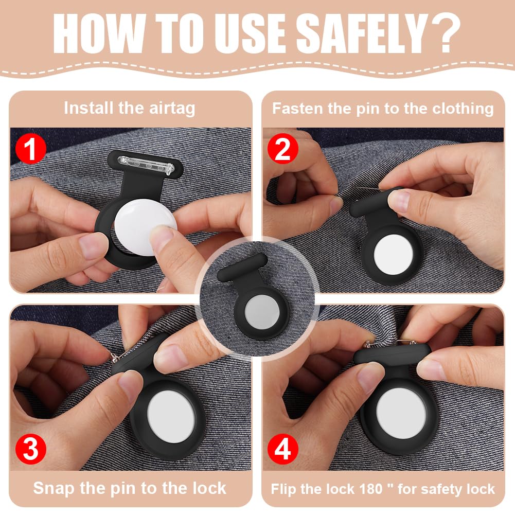 AXFEE AirTag Case, Hidden AirTag Holder with Pin, Silicone GPS Tracker Case for Kids, Elderly, Pets, Clothes, Backpacks — view 6