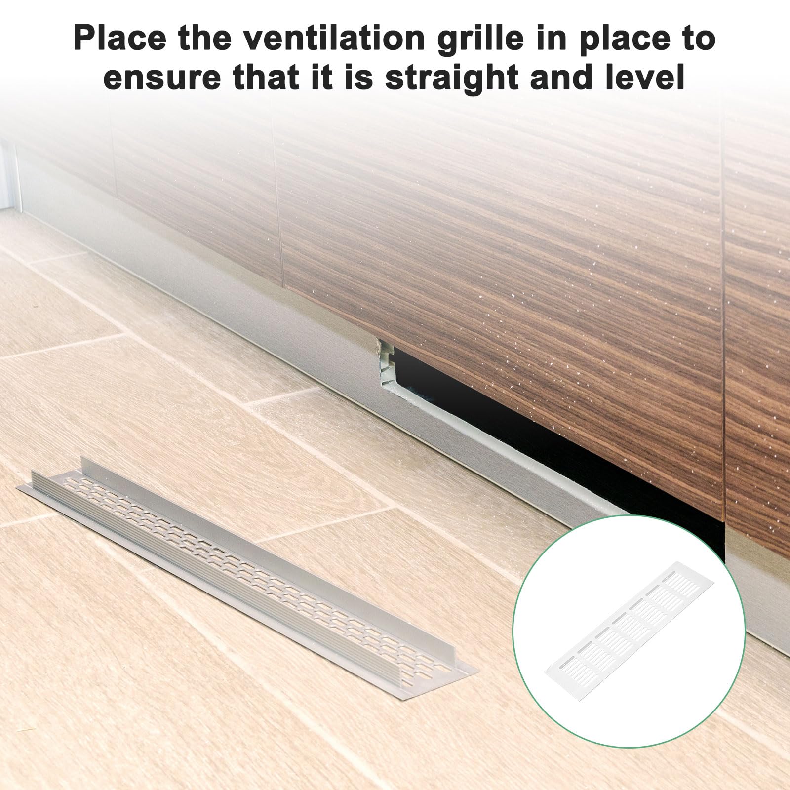M METERXITY 2-Pack Door Vents for Interior Doors 16 x 3 Inch/ 400 x 80mm Aluminum Alloy Ventilation Grille for Cabinet/Wardrobe/Shoe Cabinet - Image 4
