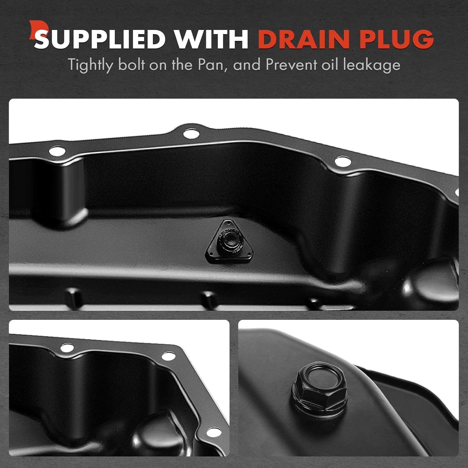 A-Premium Transmission Oil Pan with Drain Plug & Gasket Compatible with 42RLE Transmission & Jeep Liberty Wrangler & Dodge Challenger Charger Dakota & Chrysler 300