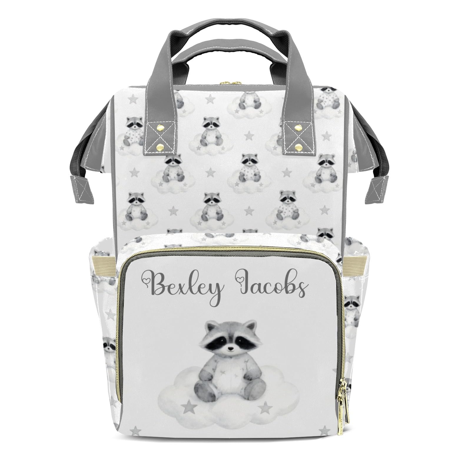 Custom Diaper Bag Backpack for Girls Boys Kids Watercolor Raccoon Star Cloud Large Capacity Nappy Bag: Designed for Travel &amp; Everyday Use